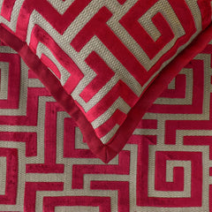 Path - Velvet Red Decorative Bed Runner and Pillow Cover