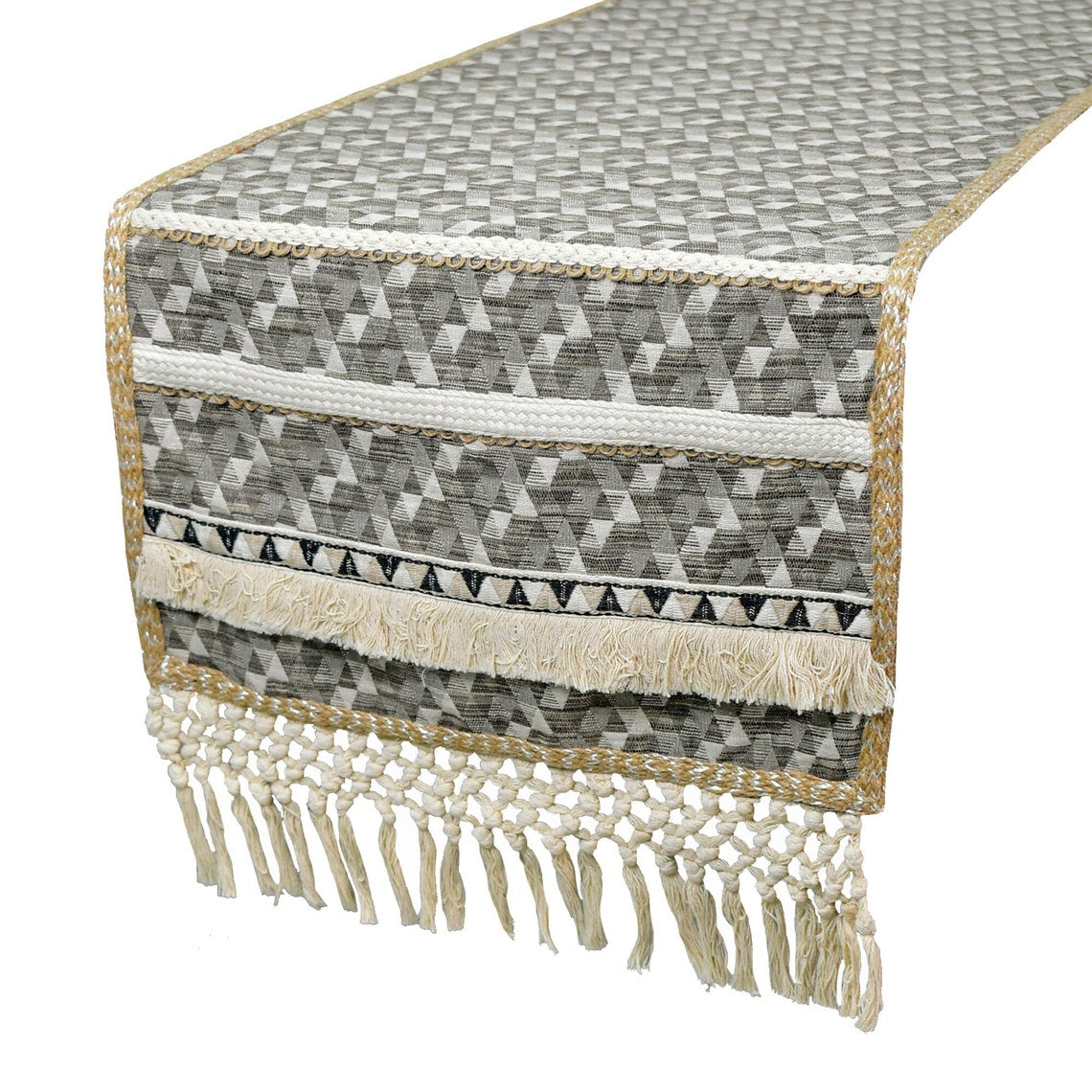 Nomad Lace - Grey Jacquard Decorative Table Runner