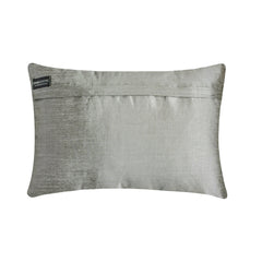 Glinting Glamour - Silver & Gray Silk Lumbar Pillow Cover