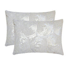 White Touch - White Art Silk Lumbar Pillow Cover