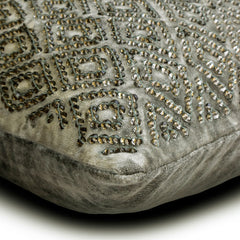Crystal Contours - Grey Velvet Throw Pillow Cover