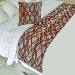 Brown Swirls Decorative Bed Runner and Pillow Cover