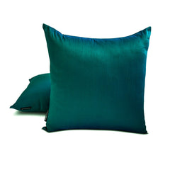 Peacock Green Luxury - Peacock Green Silk Throw Pillow Cover Pack of 2