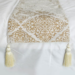 Mabel Ivory - Velvet Ivory Decorative Bed Runner and Pillow Cover