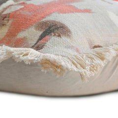 Brushstroke Florals - Red Cotton Lumbar Pillow Cover