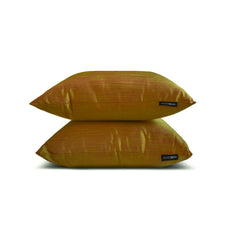 Green & Orange Luxury - Green & Orange Art Silk Throw Pillow Cover Pack of 2