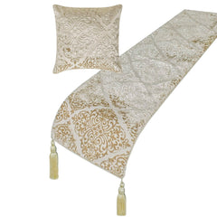 Mabel Ivory - Velvet Ivory Decorative Bed Runner and Pillow Cover