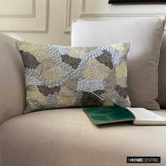 Dreamscape - Grey Silk Lumbar Pillow Cover
