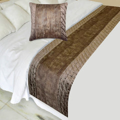 Bourbon Bliss - Velvet Brown Decorative Bed Runner and Pillow Cover