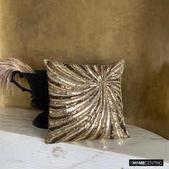 Gold Bloom - Brown & Gold Art Silk Throw Pillow Cover