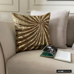 Gold Bloom - Brown & Gold Art Silk Throw Pillow Cover