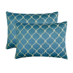 Trellis Waltz - Blue Jacquard Lumbar Pillow Cover