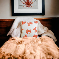 Crab Claw - Coral Cotton Throw Pillow Cover