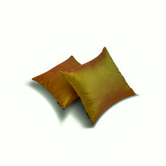Green & Orange Luxury - Green & Orange Art Silk Throw Pillow Cover Pack of 2