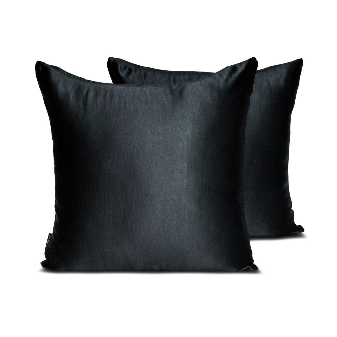 Black Slub Satin Throw Pillow Cover