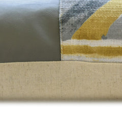 Playful Patch - Chartreuse Green Cotton & Faux Leather Lumbar Pillow Cover