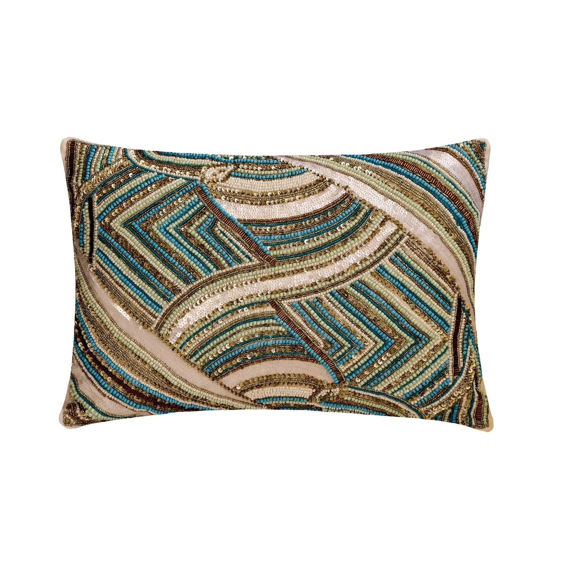 Golden Azure Lumbar Pillow Cover