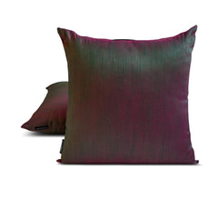 Green Fuchsia Luxury - Green & Fuchsia Silk Throw Pillow Cover Pack of 2