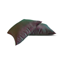 Green Fuchsia Luxury - Green & Fuchsia Silk Throw Pillow Cover Pack of 2