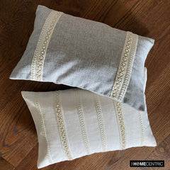 Pearl Gleam - Grey Jute Lumbar Pillow Cover