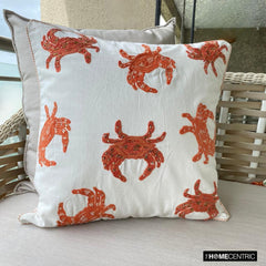 Crab Claw - Coral Cotton Throw Pillow Cover