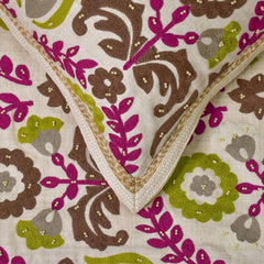 Folk Floral - Cotton Chartreuse & Berry Decorative Bed Runner and Pillow Cover