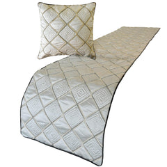 Delilah - Satin Ivory White Decorative Bed Runner and Pillow Cover