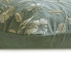 Fiorella - Blue & Gray Cotton Linen Throw Pillow Cover