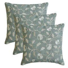 Fiorella - Blue & Gray Cotton Linen Throw Pillow Cover