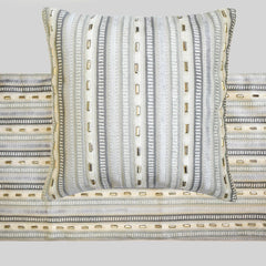 Timeless Stripes - Velvet Gray, Blue Decorative Bed Runner and Pillow Cover