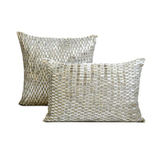 Diamond Brilliance - Silver & Clear Art Silk Throw Pillow Cover