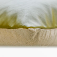 Joyful Jumble C - Chartreuse Green Cotton & Faux Leather Lumbar Pillow Cover