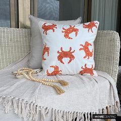 Crab Claw - Coral Cotton Throw Pillow Cover