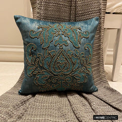 Aureate Teal - Teal Suede Throw Pillow Cover
