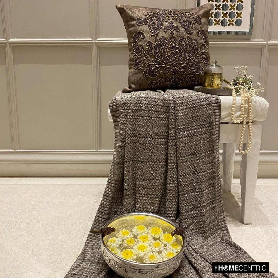 Aureate Brown Throw Pillow Cover