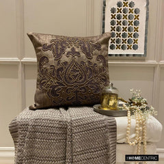 Aureate Brown Throw Pillow Cover