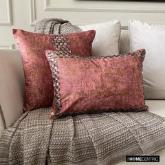 Rust Shards - Rust Velvet Throw Pillow Cover