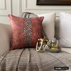 Rust Shards - Rust Velvet Throw Pillow Cover