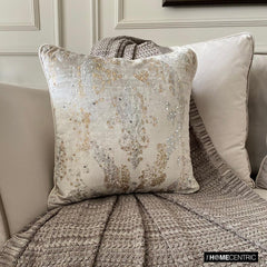 Aurum Shine - Silver & Gold Velvet Throw Pillow Cover
