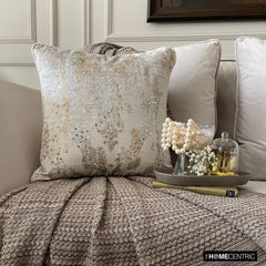 Aurum Shine - Silver & Gold Velvet Throw Pillow Cover