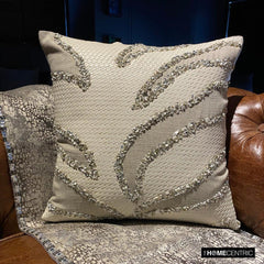 Animal Spur - White Linen & Faux Leather Decorative Euro Sham