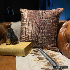 Safari Track - Brown Velvet Throw Pillow Cover