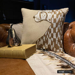 Leopard Purr - Natural Beige Linen Decorative Euro Sham