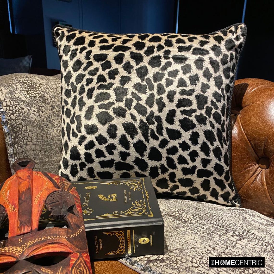 Wild Jungle - Black N White Velvet Decorative Euro Sham