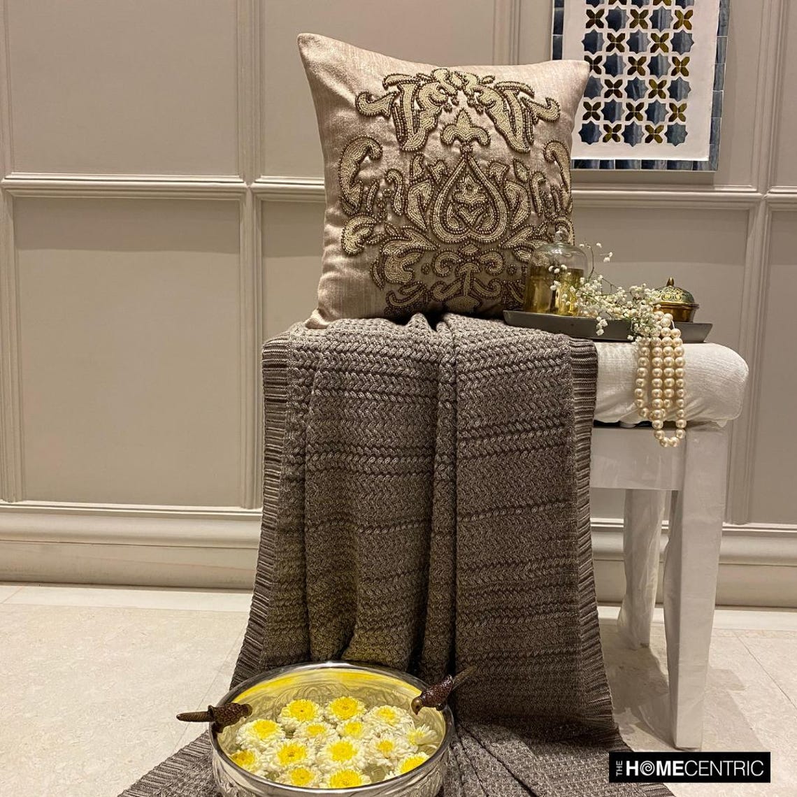 Aureate Ivory Throw Pillow Cover