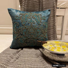 Aureate Teal Throw Pillow Cover