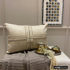 Zarae - Gold Jacquard Lumbar Pillow Cover