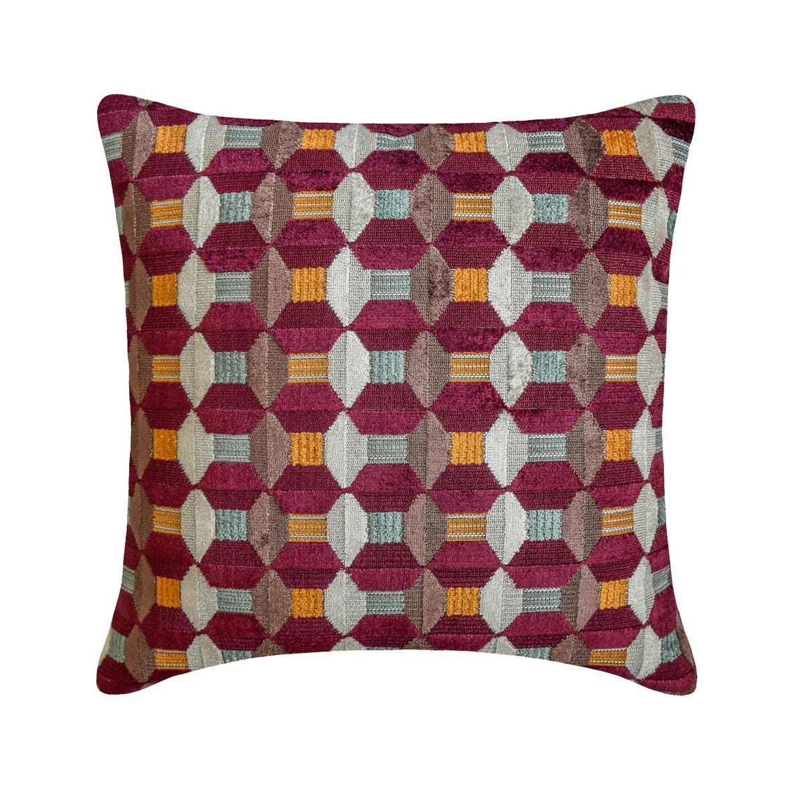 Burgundy Shapes Throw Pillow Cover
