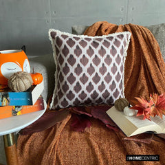Cozy Critters - Brown Jacquard Autumn Throw Pillow Cover