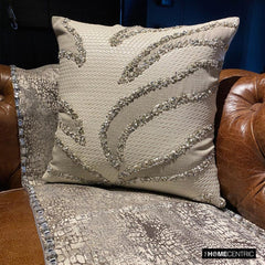 Animal Spur - White Linen & Faux Leather Decorative Euro Sham